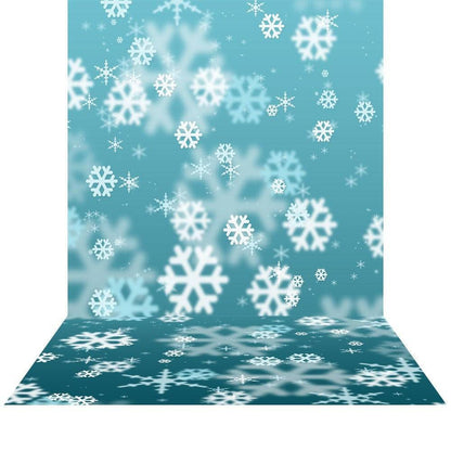 Winter Snowflakes Green Photo Backdrop - Basic 8  x 16  